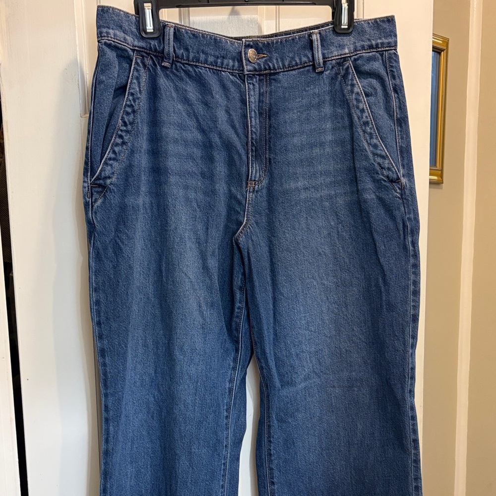 Petit Loft Denim High Rise Wide Leg Trousers